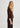 brown alpaca cardigan worn with grey wide leg trouser