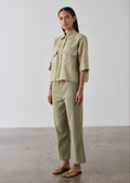 Cropped Cotton Pant - Washed Olive