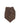 Brown knitted scarf with a brand label on a white background
