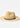 Beige straw hat with a black band on a white background